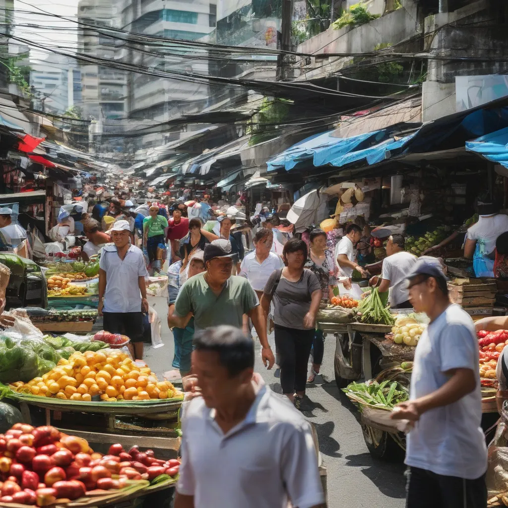 Busy street market in Manila, Philippines